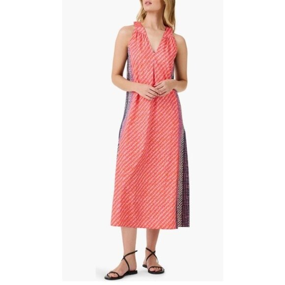 New NIC+ZOE Spotty Stripes Sleeveless Midi Dress in Pink Multi Size L - Picture 1 of 14